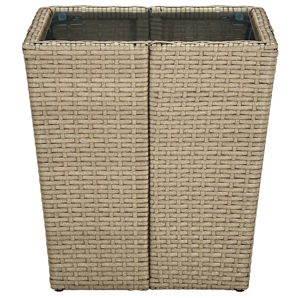 tebord 41,5x41,5x44 cm polyrattan og hærdet glas beige