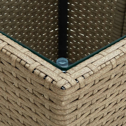 tebord 41,5x41,5x44 cm polyrattan og hærdet glas beige