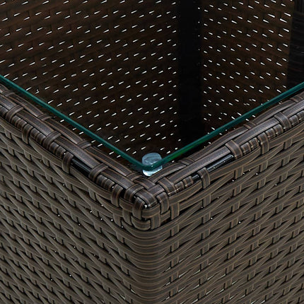 tebord 41,5x41,5x44 cm polyrattan og hærdet glas brun