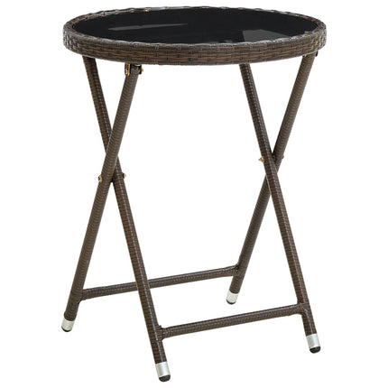 tebord 60 cm polyrattan og hærdet glas brun