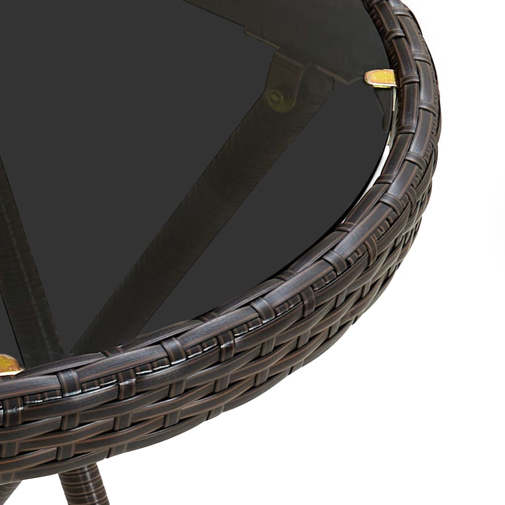 tebord 60 cm polyrattan og hærdet glas brun