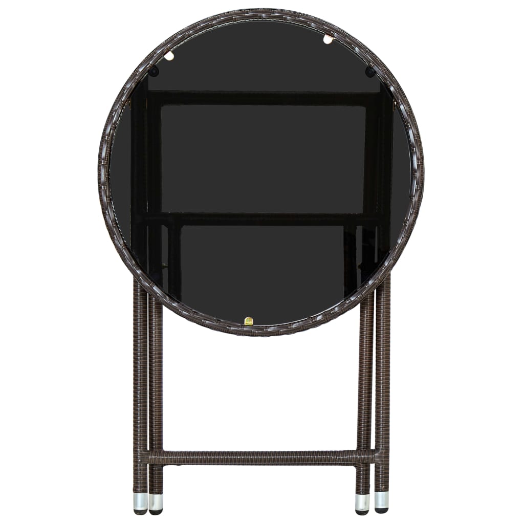 tebord 60 cm polyrattan og hærdet glas brun