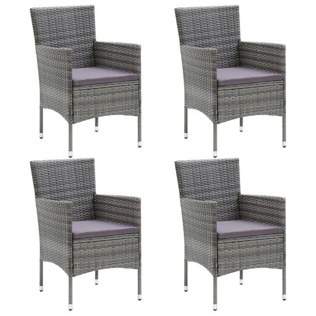 havestole 4 stk. polyrattan grå