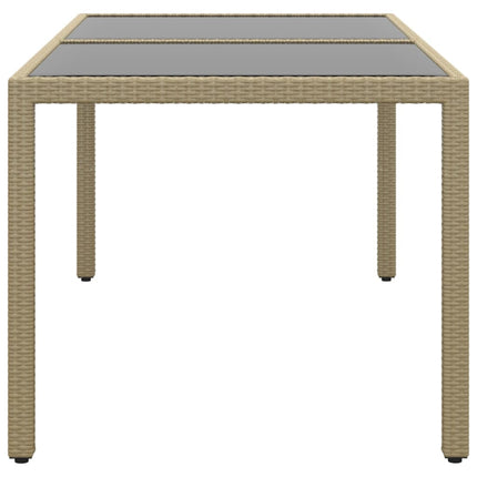 havebord 150x90x75 cm hærdet glas og polyrattan beige