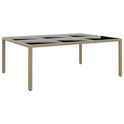 havebord 200x150x75 cm hærdet glas og polyrattan beige