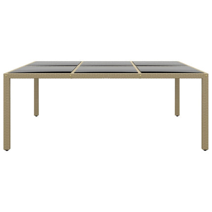 havebord 200x150x75 cm hærdet glas og polyrattan beige