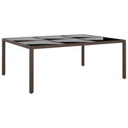 havebord med glasplade 200x150x75 cm rattan brun