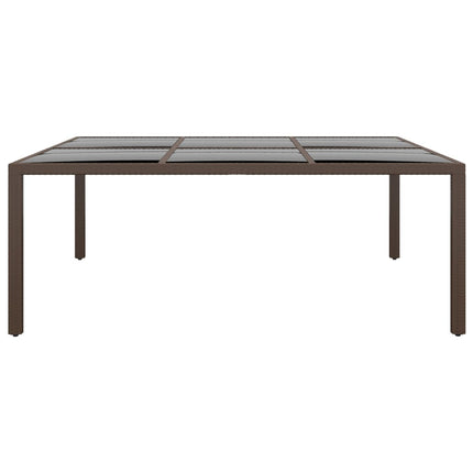 havebord med glasplade 200x150x75 cm rattan brun