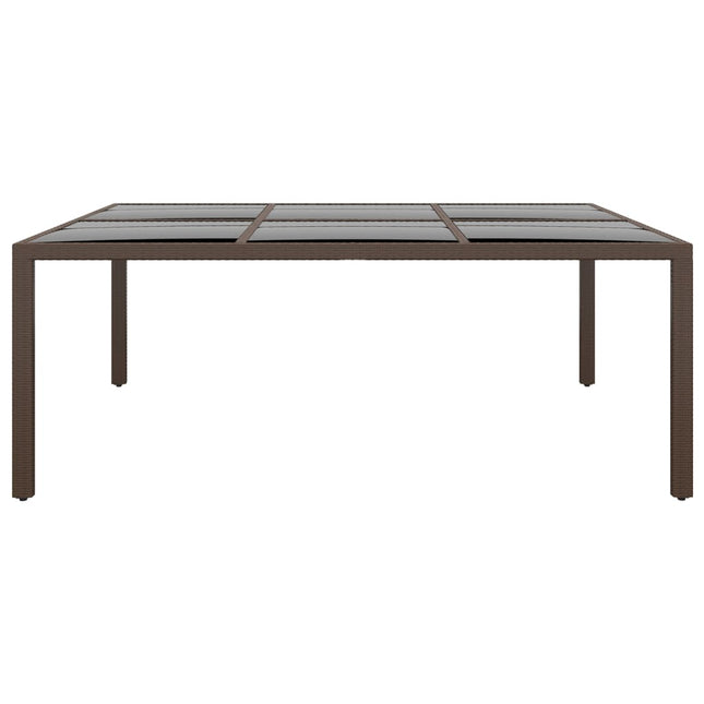 havebord med glasplade 200x150x75 cm rattan brun