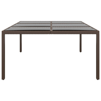 havebord med glasplade 200x150x75 cm rattan brun