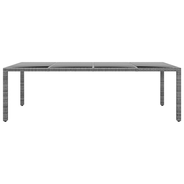 havebord 250x100x75 cm hærdet glas og polyrattan grå