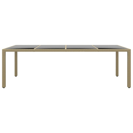 havebord med glasplade polyrattan beige