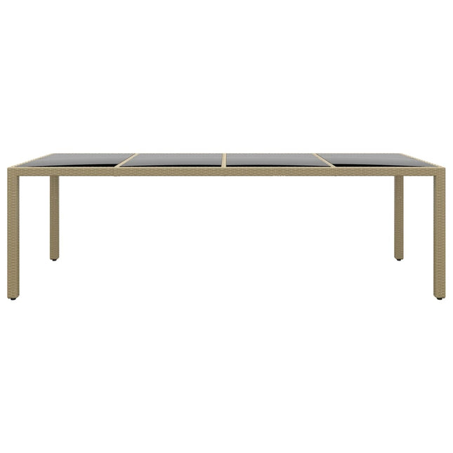 havebord med glasplade polyrattan beige