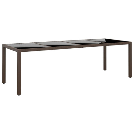 havebord med glasplade polyrattan brun