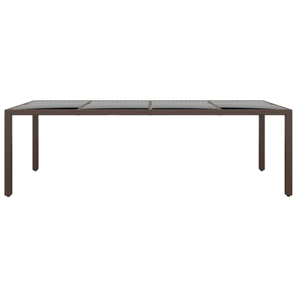 havebord med glasplade polyrattan brun