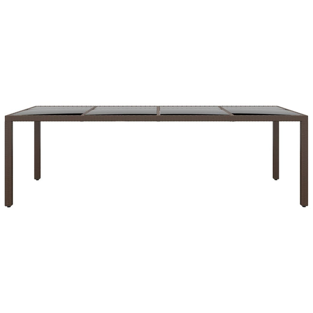 havebord med glasplade polyrattan brun