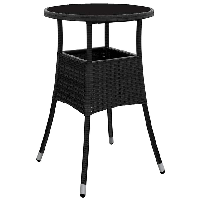 havebord Ø60x75 cm hærdet glas og polyrattan sort