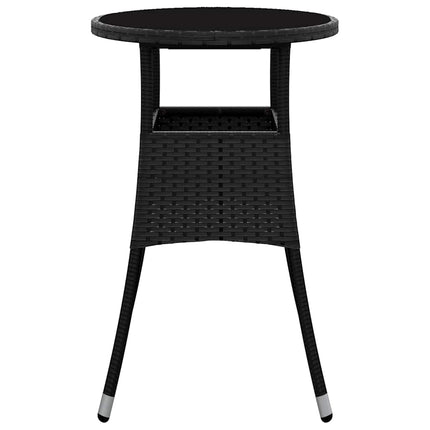 havebord Ø60x75 cm hærdet glas og polyrattan sort