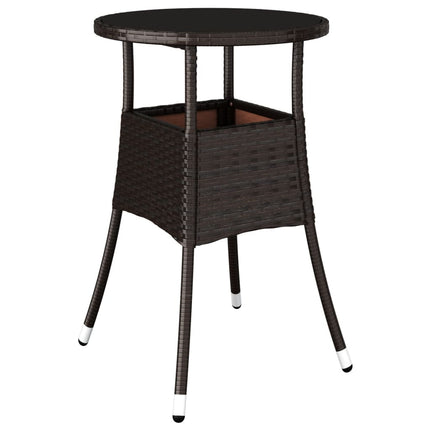 havebord Ø60x75 cm hærdet glas og polyrattan brun