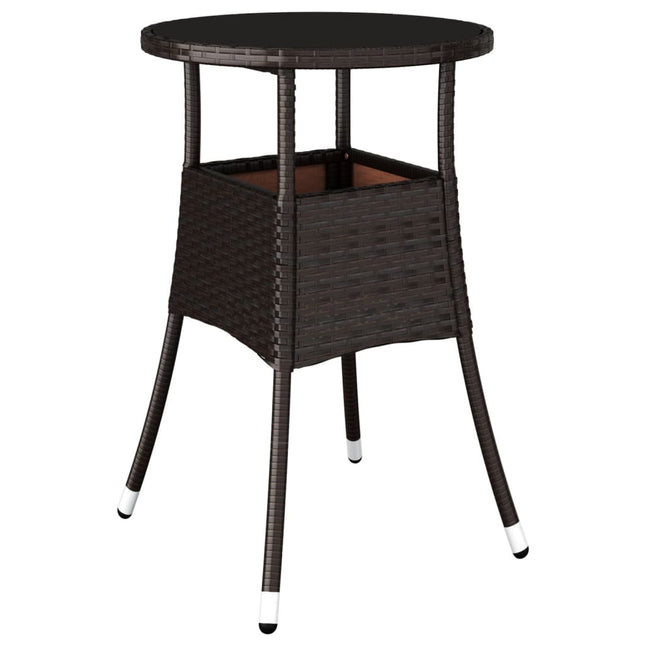 havebord Ø60x75 cm hærdet glas og polyrattan brun