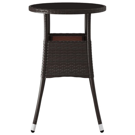 havebord Ø60x75 cm hærdet glas og polyrattan brun