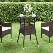 havebord Ø60x75 cm hærdet glas og polyrattan brun