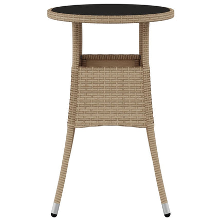 havebord Ø60x75 cm hærdet glas og polyrattan beige