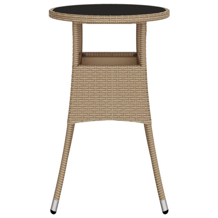 havebord Ø60x75 cm hærdet glas og polyrattan beige