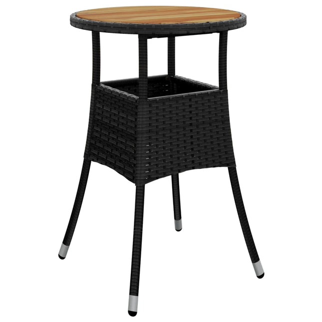 havebord Ø60x75 cm akacietræ og polyrattan sort