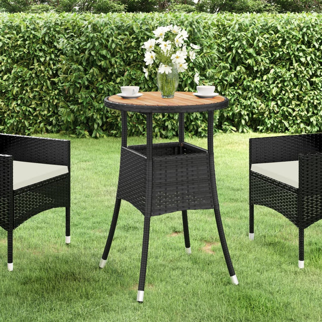 havebord Ø60x75 cm akacietræ og polyrattan sort