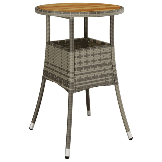 havebord Ø60x75 cm akacietræ og polyrattan grå