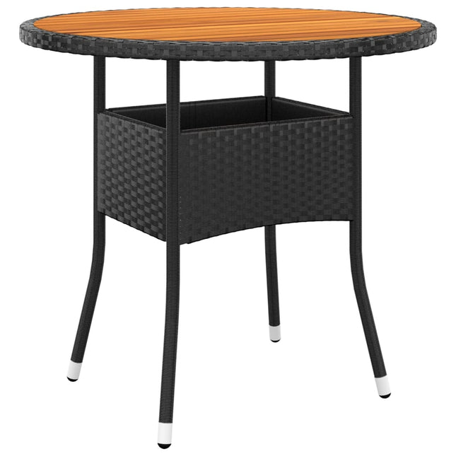 havebord Ø80x75 cm akacietræ og polyrattan sort