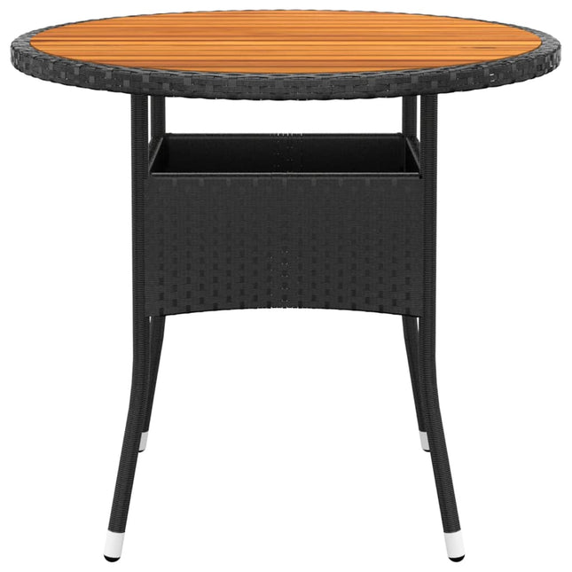 havebord Ø80x75 cm akacietræ og polyrattan sort