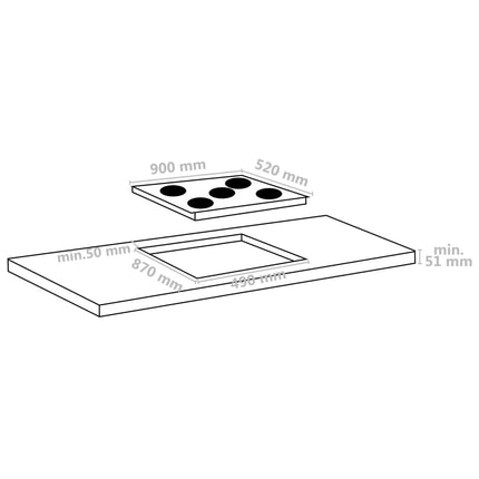 keramisk kogeplade med 5 brændere Touch Control 8500 W 90 cm