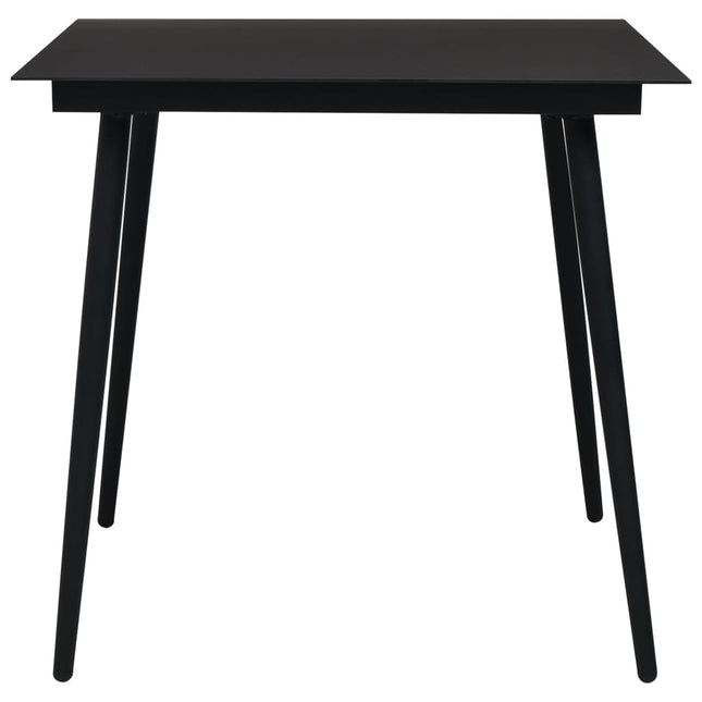 havebord 80x80x74 cm stål og glas sort