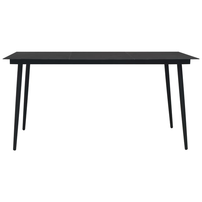 havebord 150x80x74 cm stål og glas sort