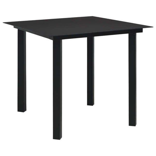 havebord 80x80x74 cm stål og glas sort