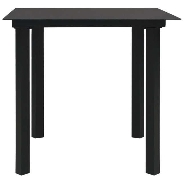 havebord 80x80x74 cm stål og glas sort