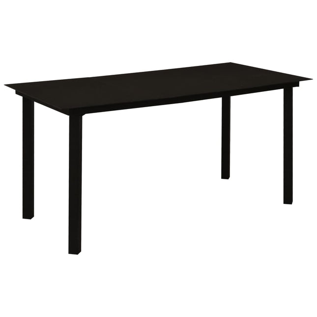 havebord 150x80x74 cm stål og glas sort