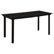 havebord 150x80x74 cm stål og glas sort