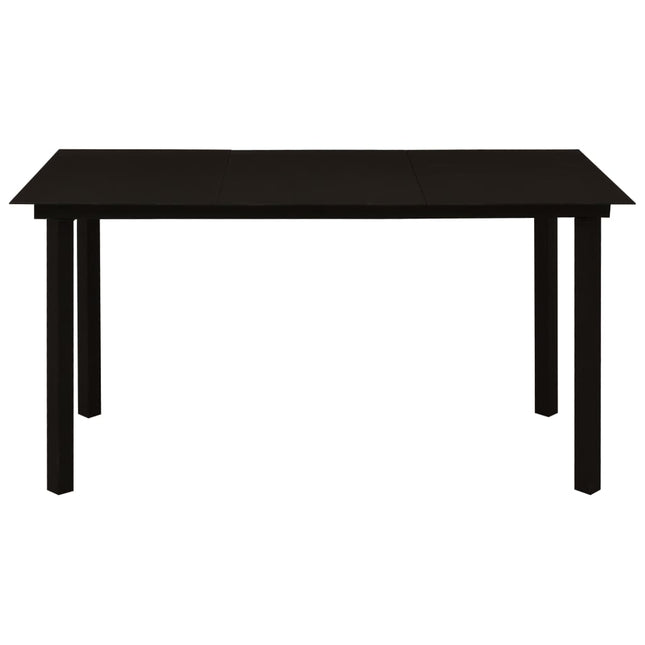 havebord 150x80x74 cm stål og glas sort