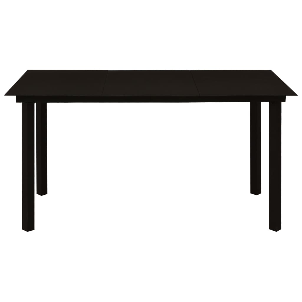 havebord 150x80x74 cm stål og glas sort