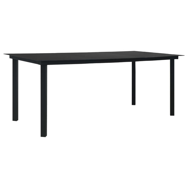 havebord 190x90x74 cm stål og glas sort