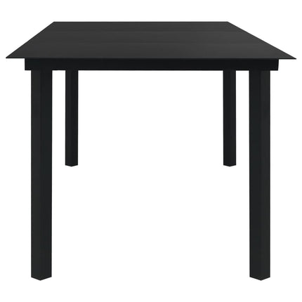 havebord 190x90x74 cm stål og glas sort