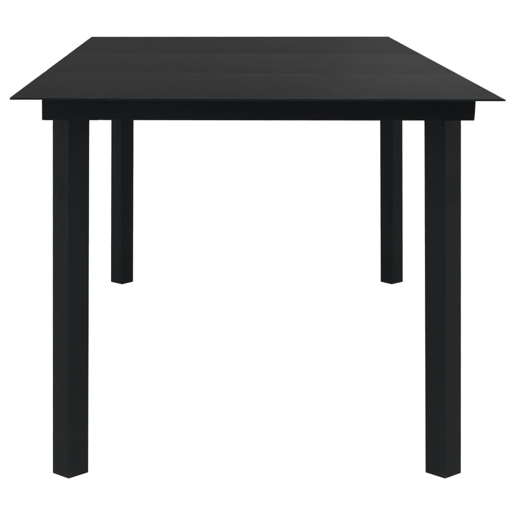 havebord 190x90x74 cm stål og glas sort
