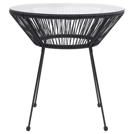 havebord Ø70x74 cm rattan og glas sort