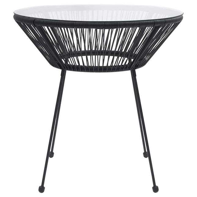 havebord Ø70x74 cm rattan og glas sort