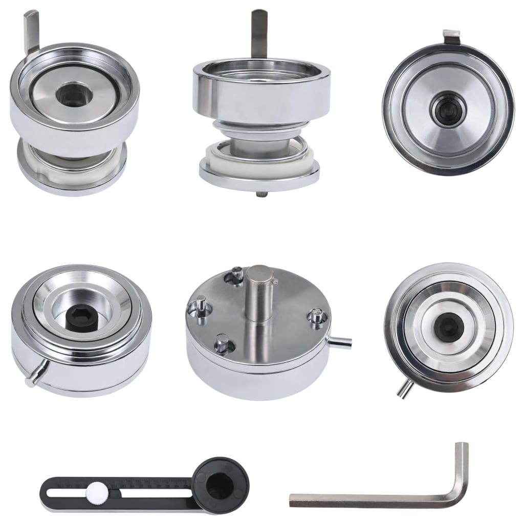 badgemaskine med 500 knapdele med nål bagpå drejematrice 25 mm