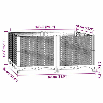 højbed 80x80x38 cm polypropylen