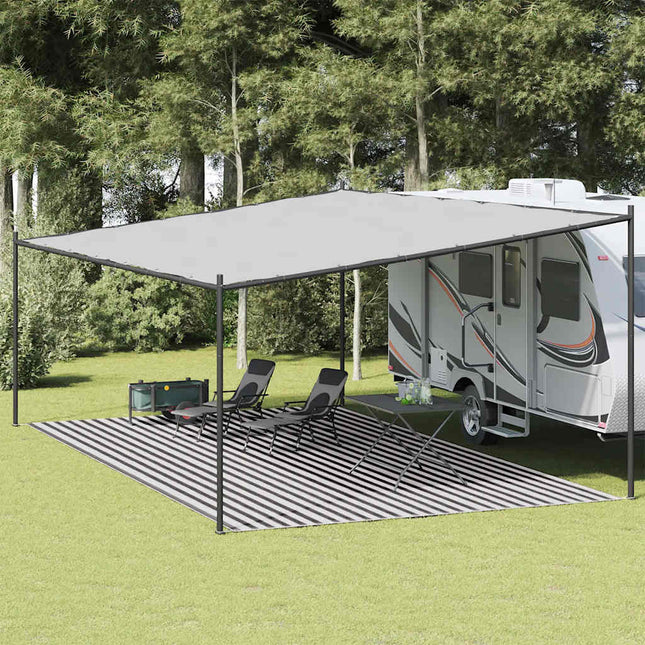 telttæppe 400x700 cm HDPE antracitgrå og hvid